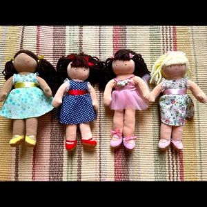 Pottery Barn Kids set of four cloth mini dolls!!